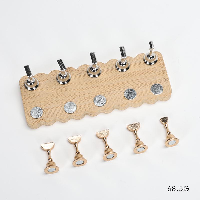 Solid Wood Magnetic Nail Art Holder for Beginners and Artists