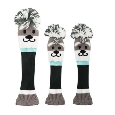 HELLO NRC Long-Neck Knit Golf Driver and Fairway Wood Headcovers with Pom-Poms, Set of 3