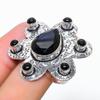 Natural London Blue Topaz, Onyx Gemstone 925 Sterling Silver Ring Size 8 R5D88