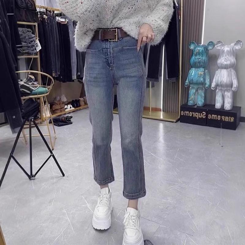 2025 New Spring/Autumn High-Waisted Elastic Slimming Petite Cigarette Jeans for Women