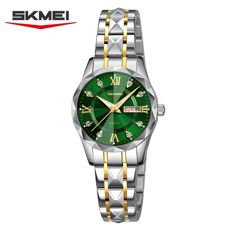 SKMEI New Man Waterproof Fashion Luxury Dial Exquisite Quartz Stainless Steel Watch for Women 9369