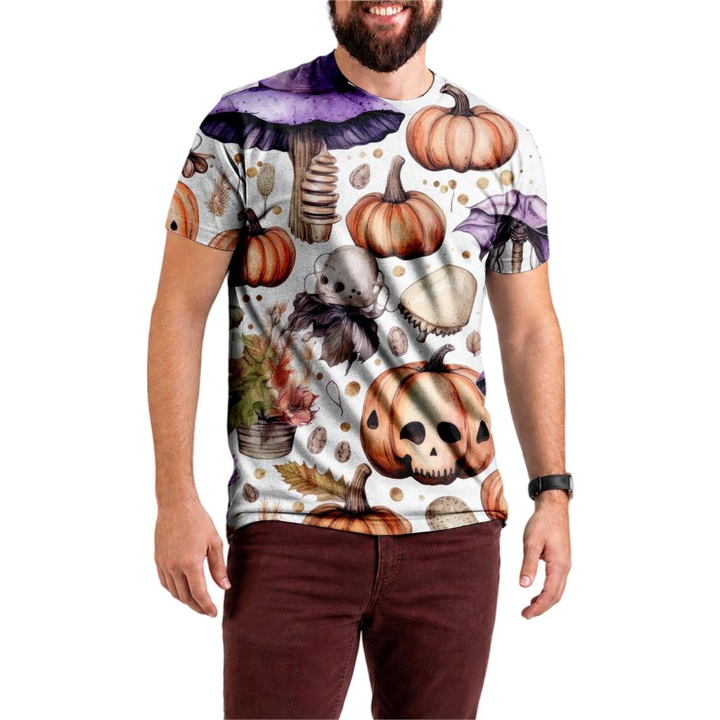 Unisex Halloween T-Shirt All-Over Print with Cute Pumpkin Design for Party and Holiday