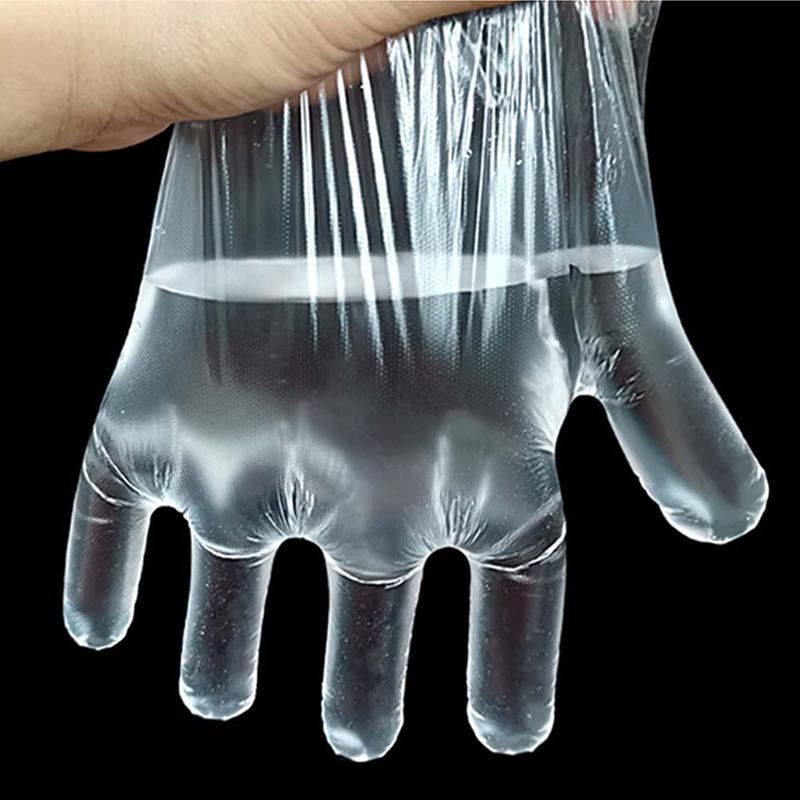 100 Stück Einweghandschuhe Transparent Plastik PE Küchenhandschuhe Schutz Catering Kosmetologie Hausarbeit Lebensmittel Küche Sauber TMZ