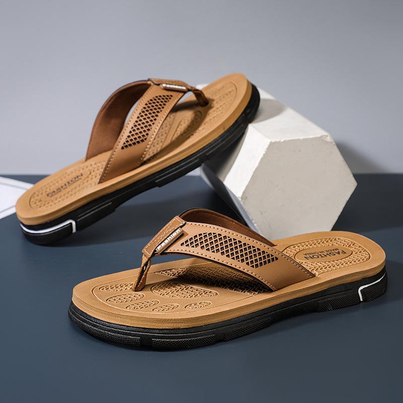 

Flip-flops men s new wading beach shoes summer casual open-toed home slippers Flip-flips 45 хаки