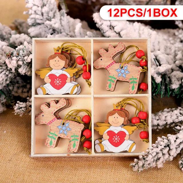 12Pcs Gingerbread Man Wooden Ornaments Xmas Tree Hanging Pendant Merry Christmas Decor for Home Party Navidad Gift New Year 2025