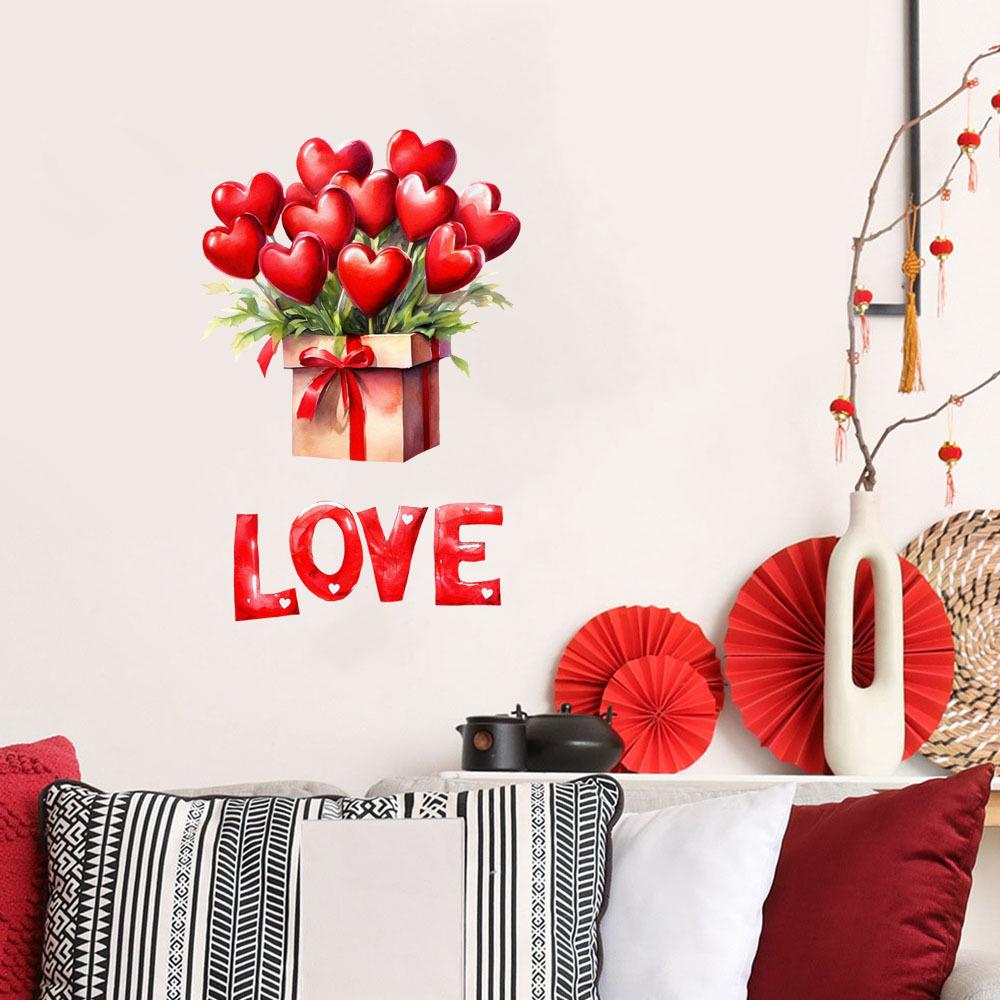 Valentinstag Herzballon Wandaufkleber - Abnehmbare Dekoration für Wohnzimmer, Schlafzimmer oder Eingangsbereich.
