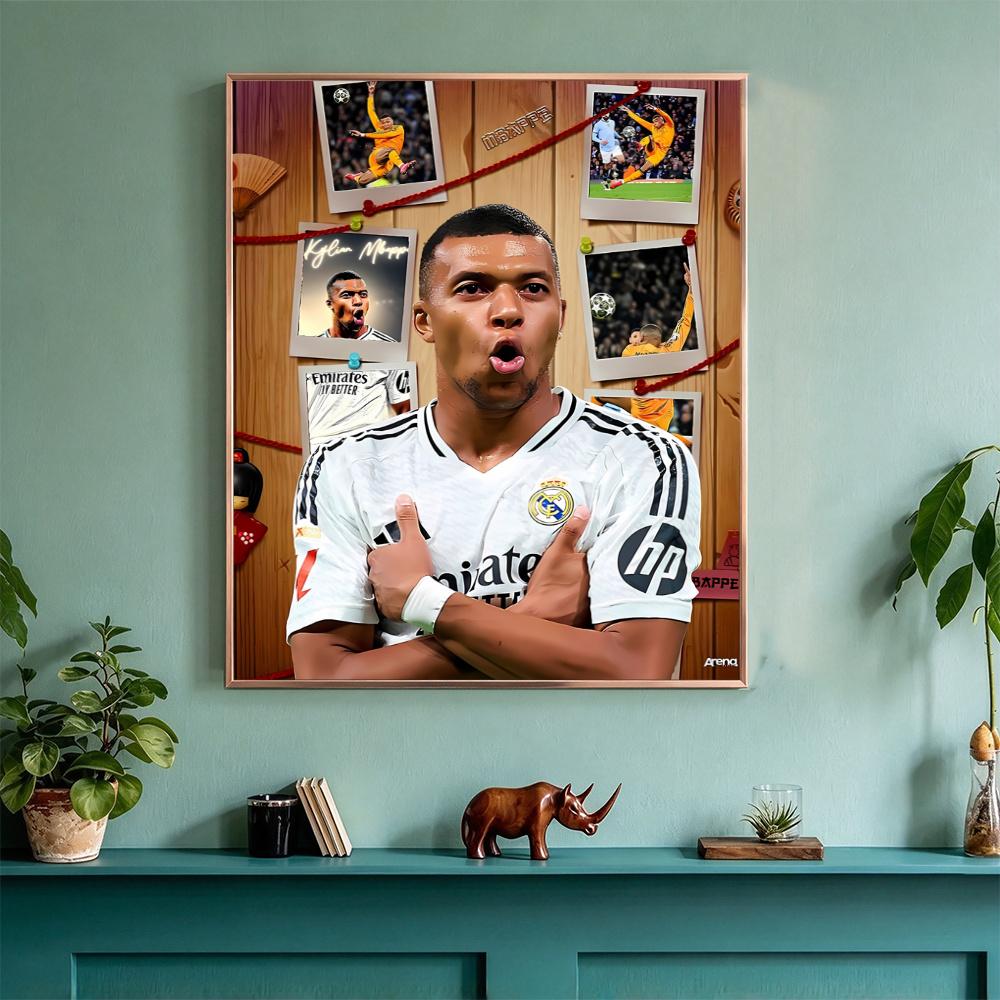 Mbappe 5D Diy Diamond Painting Round Diamond Diy Frameless Holiday Artwork Suitable For Home Office Wall Decoration