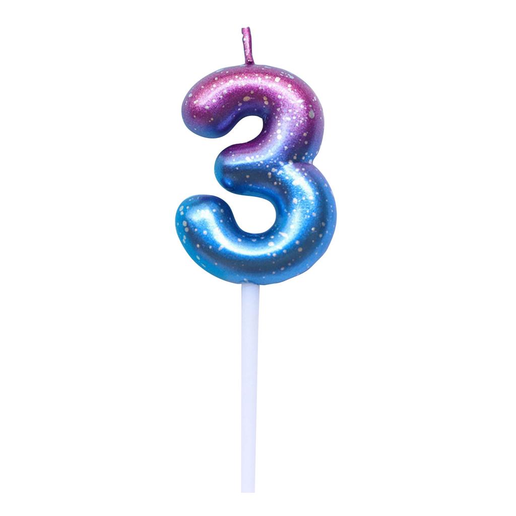 Gradient Glitter Birthday Candle, Cake Topper Decoration With Sturdy Pick, Safe Burning For Birthday Parties, Anniversaries & Celebrations,