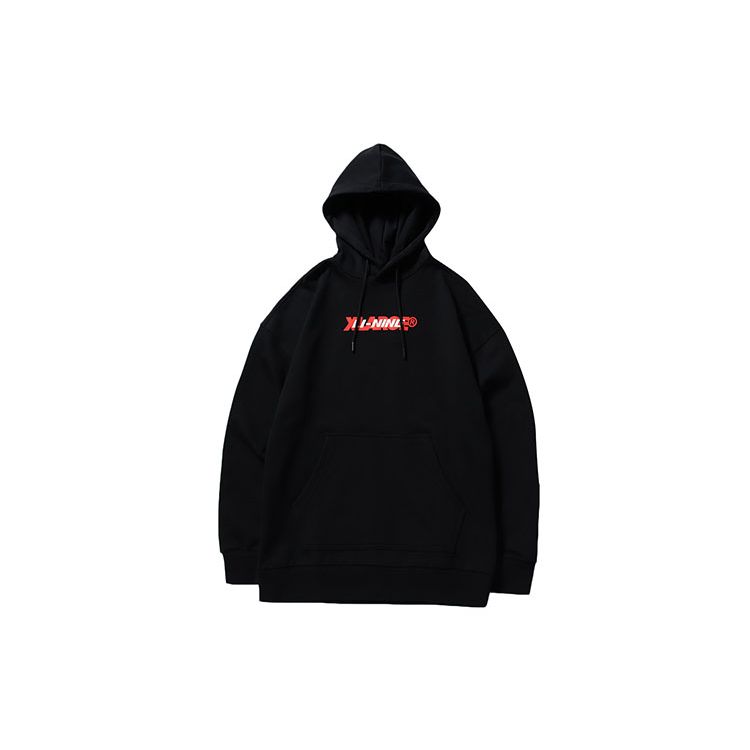 Li Ning X Xlarge Collaboration Sports Fashion Series Loose Pullover Hoodie Men Hoodies Black AWDNC87-2