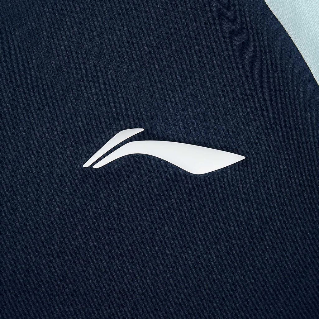 Li-Ning Comfortable Breathable Spliced Printed Short Sleeve T-Shirt Men Tops Guangdong-Blue AAYV067-1