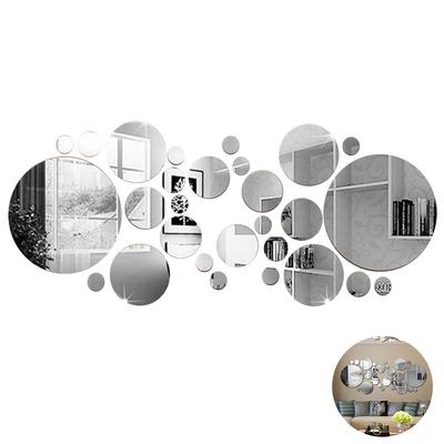 26Pcs Acrylic Mirror Wall Stickers Round Mirror Decal Self-Adhesive Wall Stickers DIY Art Mirror Home Living Room Decoration