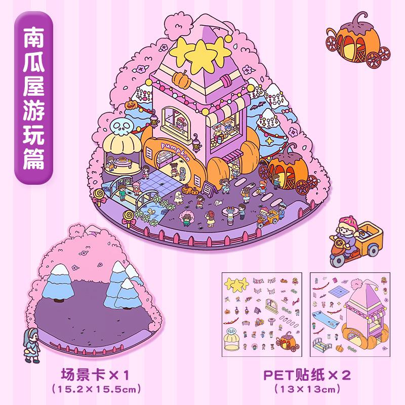 PET Niedliches Cartoon Tier Miniaturwelt 3D Landschaft Aufkleber Lustig Kawaii Kinder DIY Raumdekoration Spielzeug Geschenke Szenenlayout Aufkleber