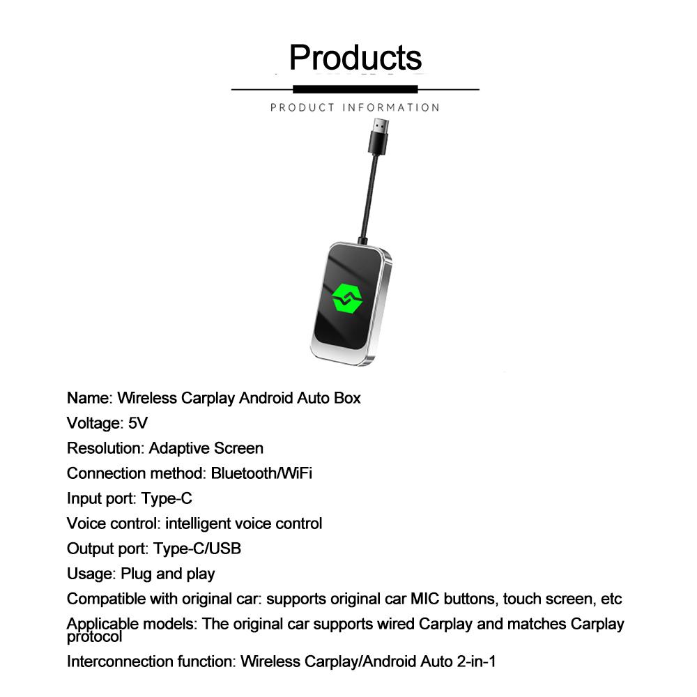 Wired To Wireless Carplay Wireless Adapter Android Auto Dongle Carplay Smart Box For Toyota Mazda Chevrolet Ford Hyundai