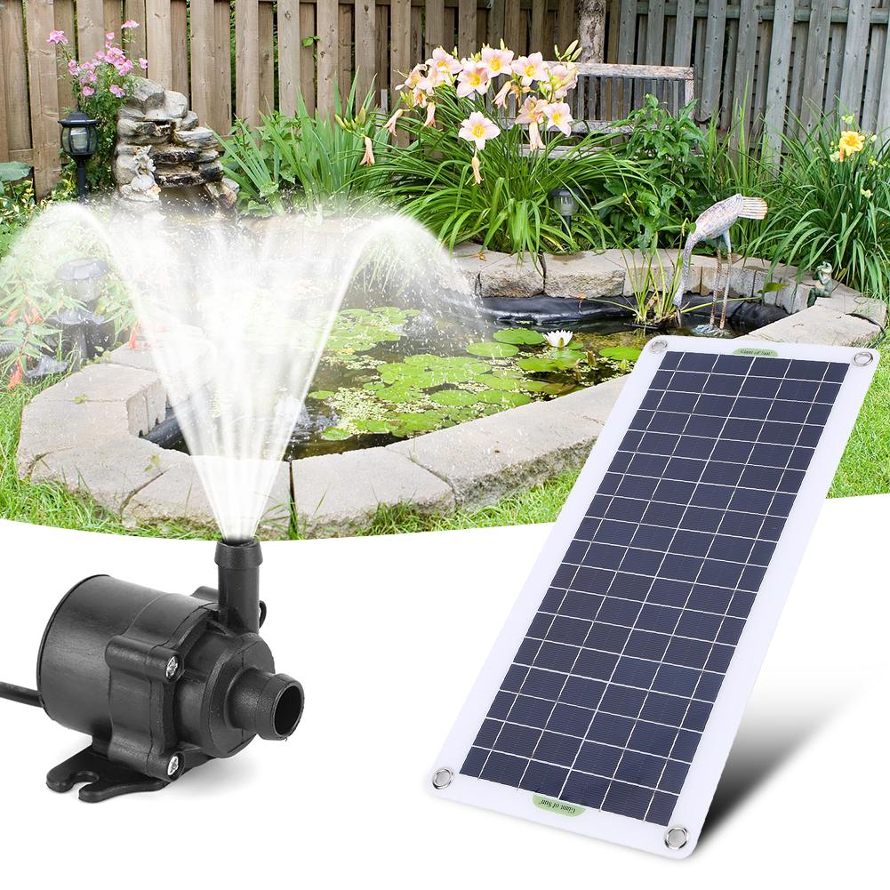 50W 800L/H DC 12V Low Noise Brushless Solar Water Pump Kit for Pool Black Outdoor Waterfall Fountain Garden Pool Pond Bird Bath