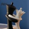 Black Chess Decoration King Queen Piece Figurine, 3D Printed Couple Statue, Modern Decor White for Anniversary Wedding Party Home Office Desk