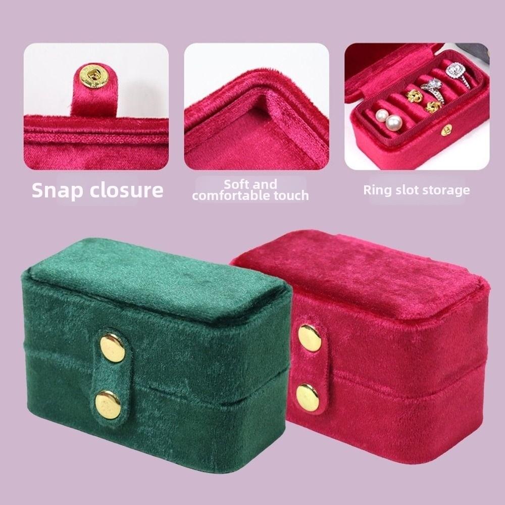 Mini Jewelry Box Plush Velvet Ring Holder Portable Jewelers Packaging Travel Storage