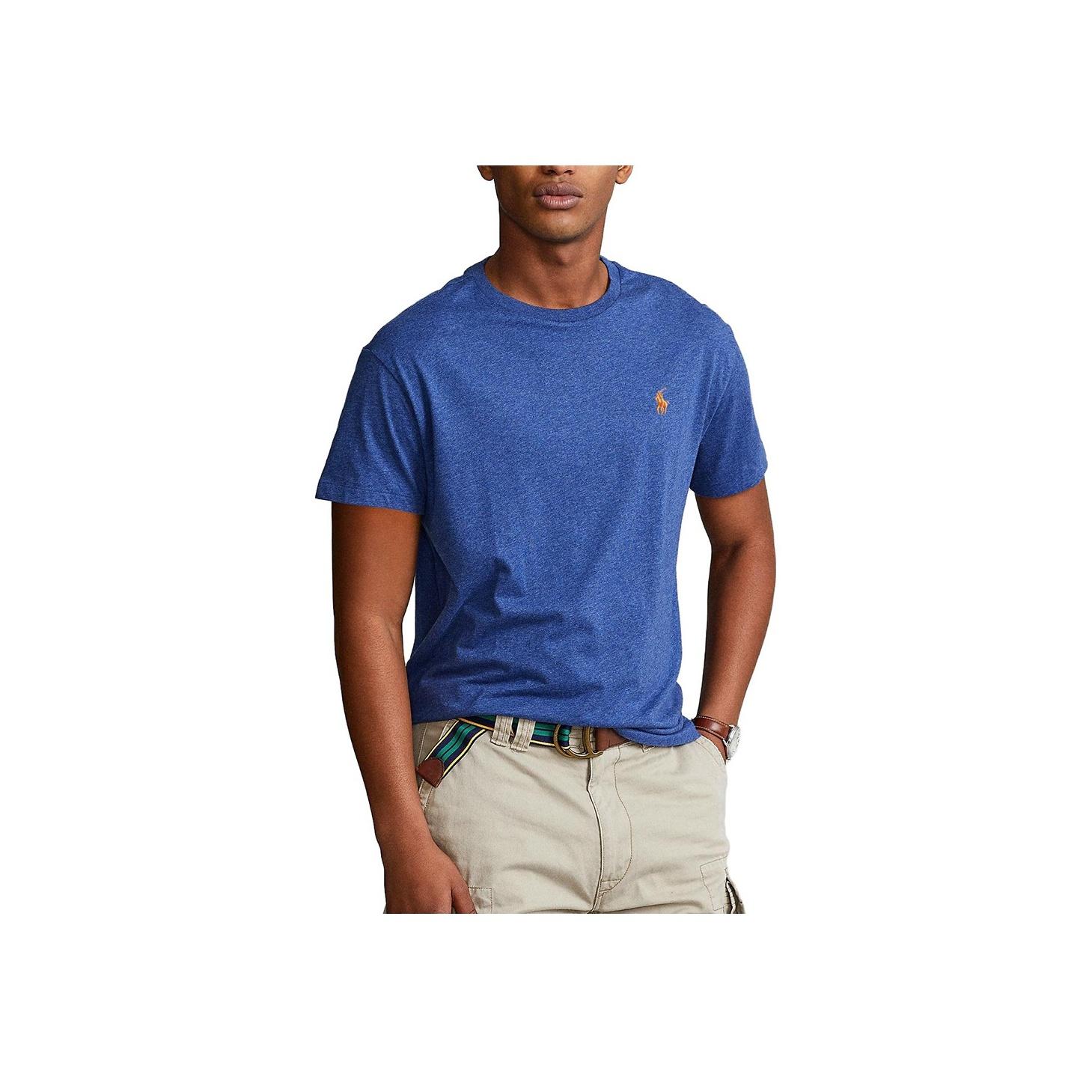 

Polo Ralph Lauren SS23 Solid Logo Вышитый Повседневный Круглый вырез короткий рукав Футболка Мужские Топы Синий 710610667-100 M
