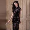 Autumn Retro Sleeveless Cheongsam Velvet Long Dress