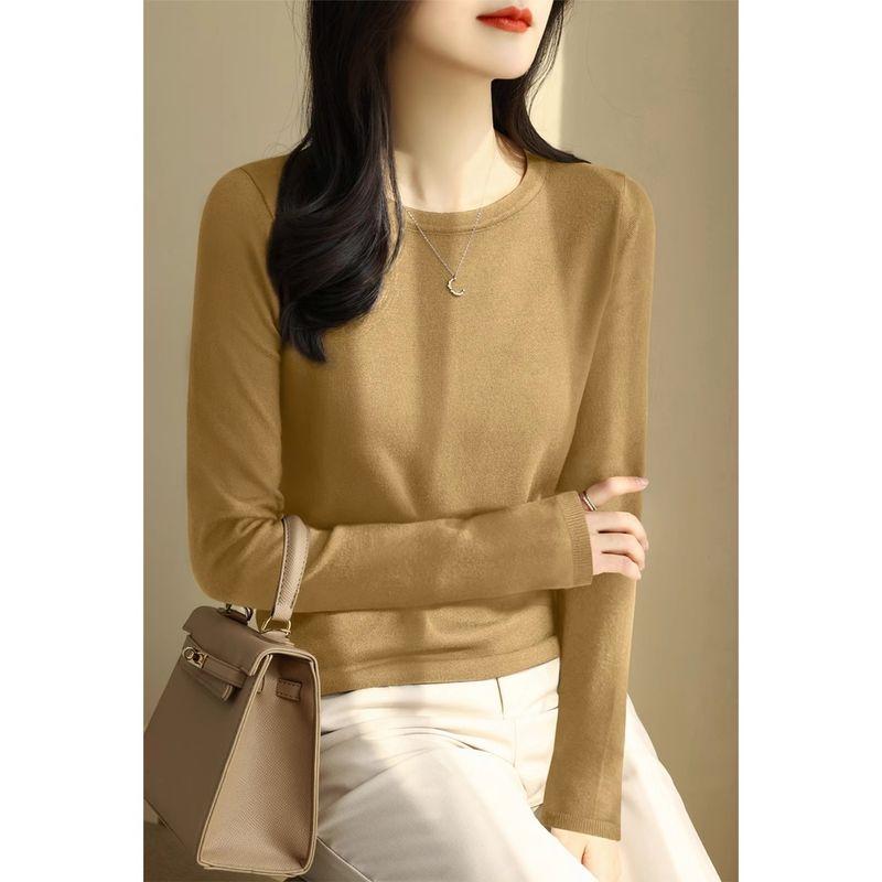 

Классный круглый воротник черного цвета, трикотажная базовая рубашка с рукавом до локтя Mustard Yellow ~ Long sleeves XL