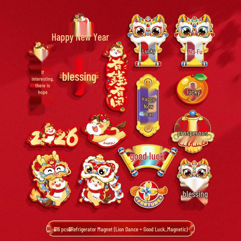 Magnetic Refrigerator Sticker - Spring Festival Fu Character & Year of the Horse New Year Decoration Couplets