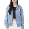 MLB Monogram New York Yankees Full Print Fashion Simple Loose Hooded Denim Jacket Unisex Jacket Light-Blue 3ADKM0251-50BLL