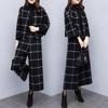 2025 New Women's Autumn and Winter Two-piece Trousers Plaid Woolen Short Coat Wide-leg Pants Casual Fashion Suit Female Trend