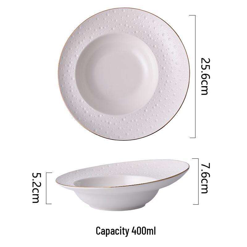 Nordic Style Gold Rim Ceramic Deep Pasta Plate