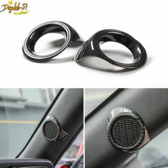 Fit For 2015- Ford Mustang ABS Carbon Fiber A-Pillar Speaker Cover Trim 2PCS