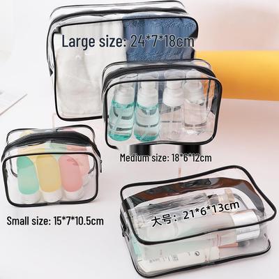 PVC Large Capacity Transparent Waterproof Makeup and Toiletry Bag with Zipper, Customizable Logo