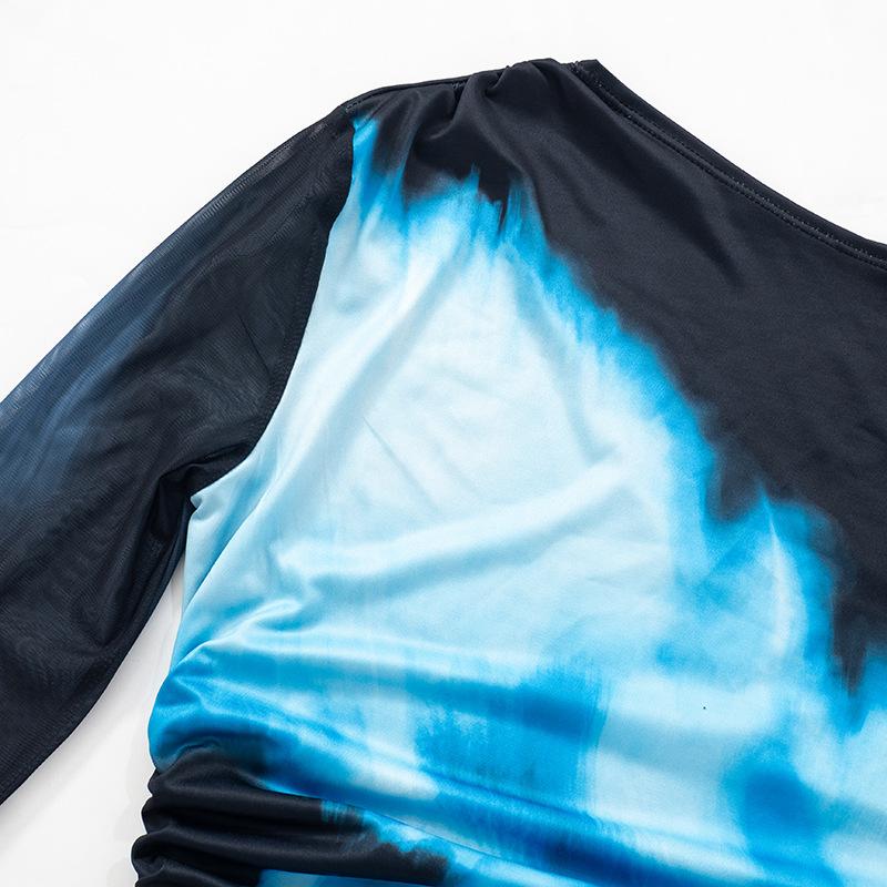 Women's Fall Casual Comfortable Printed Slim Long Sleeve Shrunken Short Dress