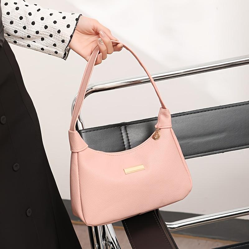 Girl's Fashion Underarm Crossbody Bag Solid Color Comfortable PU Leather Delicate And Small Hardware Decoration Durable And Exquisite Sling Bag