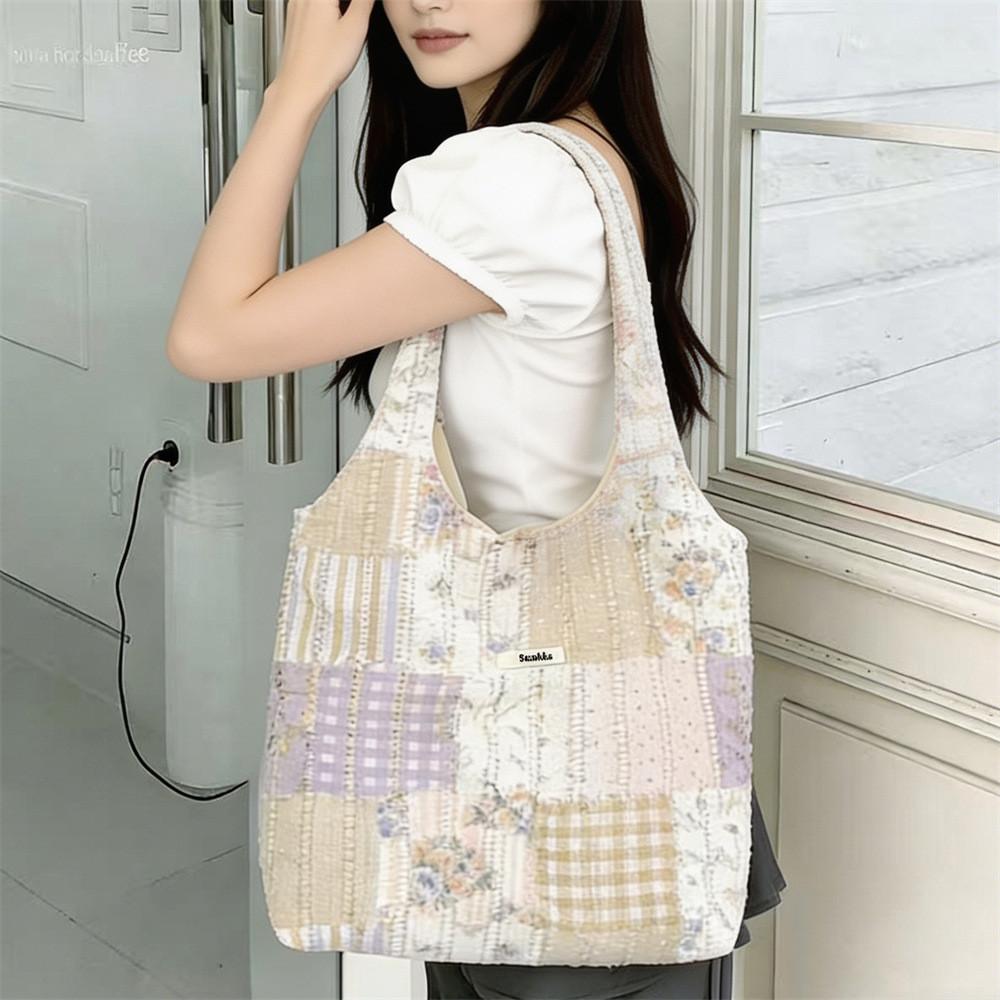 Borsa a Tote Ricamata Floreale Street Trend in Materiale Poliestere per Uso Quotidiano