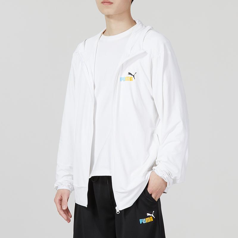 PUMA Solid Color Letter Logo Print Knit Jacket Unisex Jackets White 678006-02