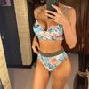 S - XL Underwired Printed High Waist Bikini Female Swimsuit Women Swimwear Two-pieces Bikini Set Bather Bathing Suit Swim