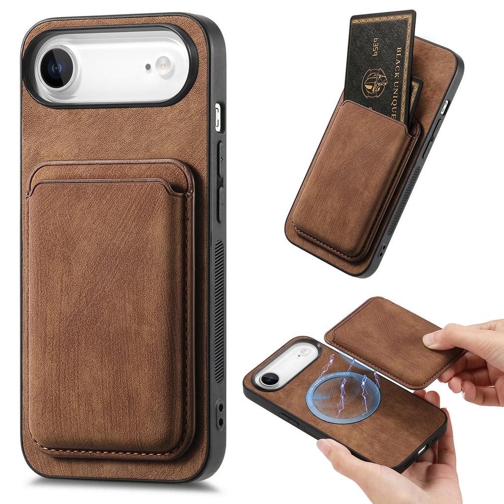 For iPhone Air Case Compatible with MagSafe Leather Back Cover with Detachable Card Holder