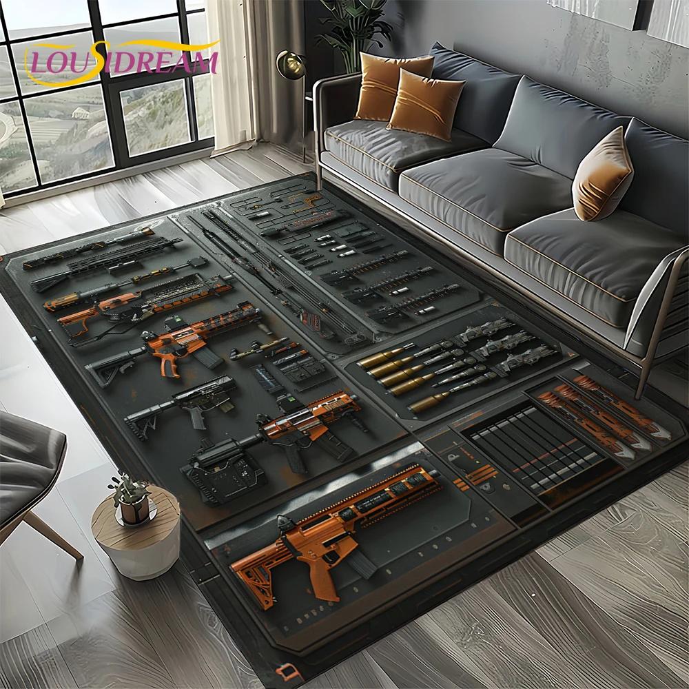 27 Style Retro Guns Pistol Ammunition Bullet Cartridge AK M4 Rug Carpet for Living Room Bedroom Decor,Non-slip for Sofa Doormat