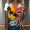 New Summer New Print Casual V-neck T-shirt Trendy Creative Elements Suitable for Casual T-shirts