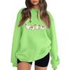 Women's Color Neck Long Sleeve Loose Fit Sweatshirt with Halloween Print