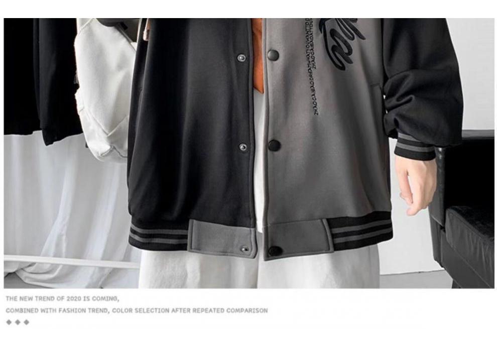 Men's Embroidered Patchwork Baseball Jacket - Trendy, Loose-Fit Spring/Autumn Outerwear