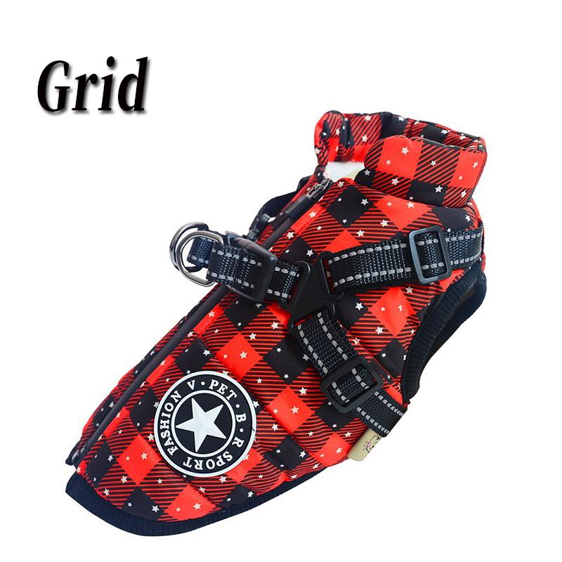 Winter Waterproof Dog Clothes with Harness Warm Pet Dog Cotton Jacket for Small Large Dogs Puppy Clothing French-Bulldog Coat