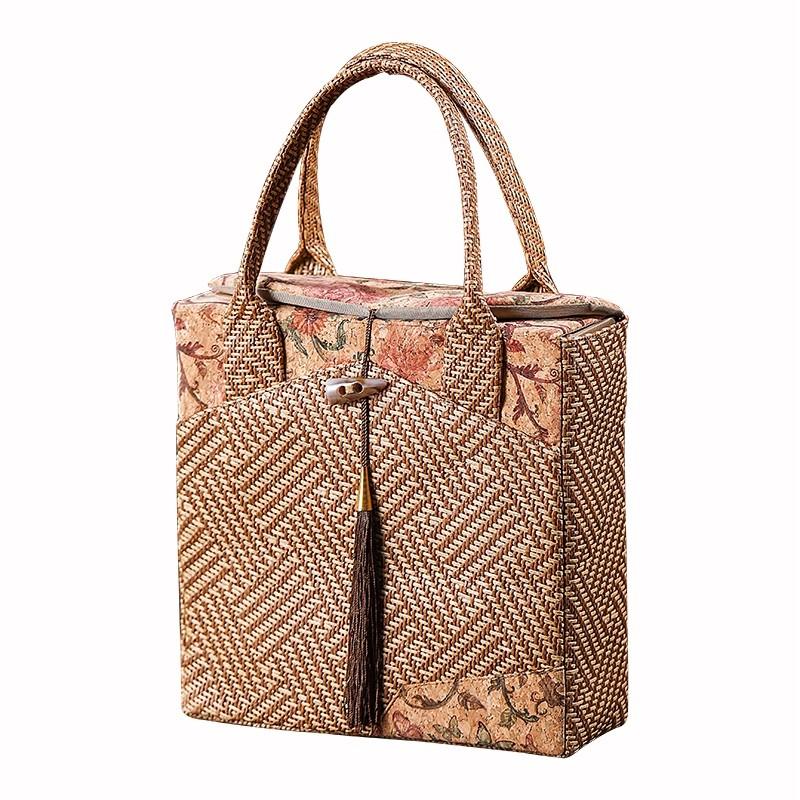 Vintage Tea Storage Box - Gift Packaging for Pu'er/White Tea Cake, Moisture-proof Cloth Bag, Chinese Style Travel Tea Tin