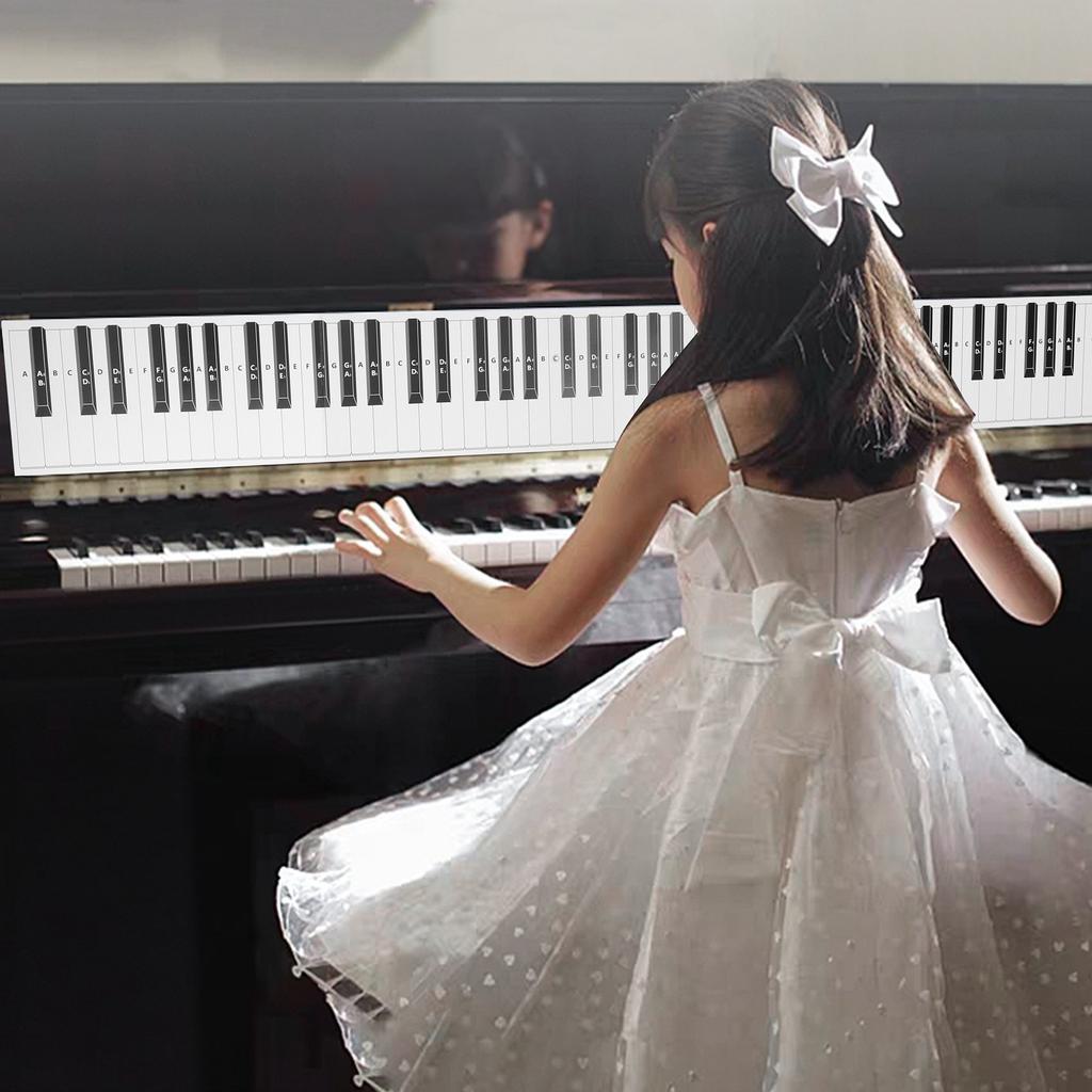 Stylové klavírní cvičné piano s 88 klávesami a tabulka not pro nalepení za klávesy, výuková pomůcka - tabulka not pro začínající studenty