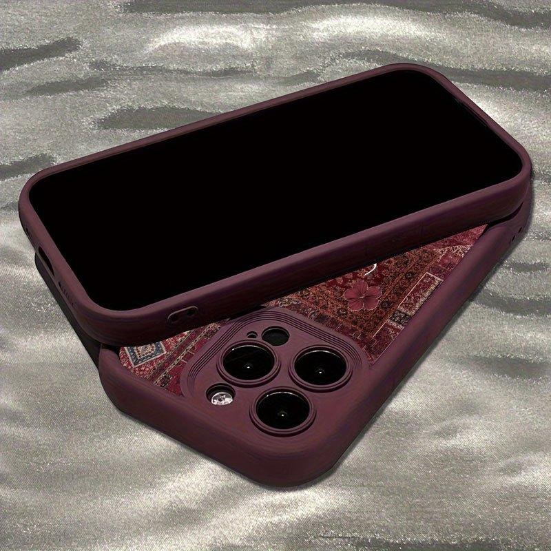 Deep Red Floral Carpet Design Phone Case For iPhone 17 16 15 14 13 12 11 Pro Max XS XR X 7 8 Plus 16E 17 Air Bumper Cover