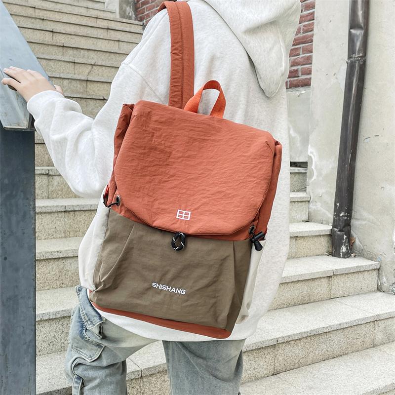 Color Block Schoolbag Women's Backpack Large Capacity Student Backpack