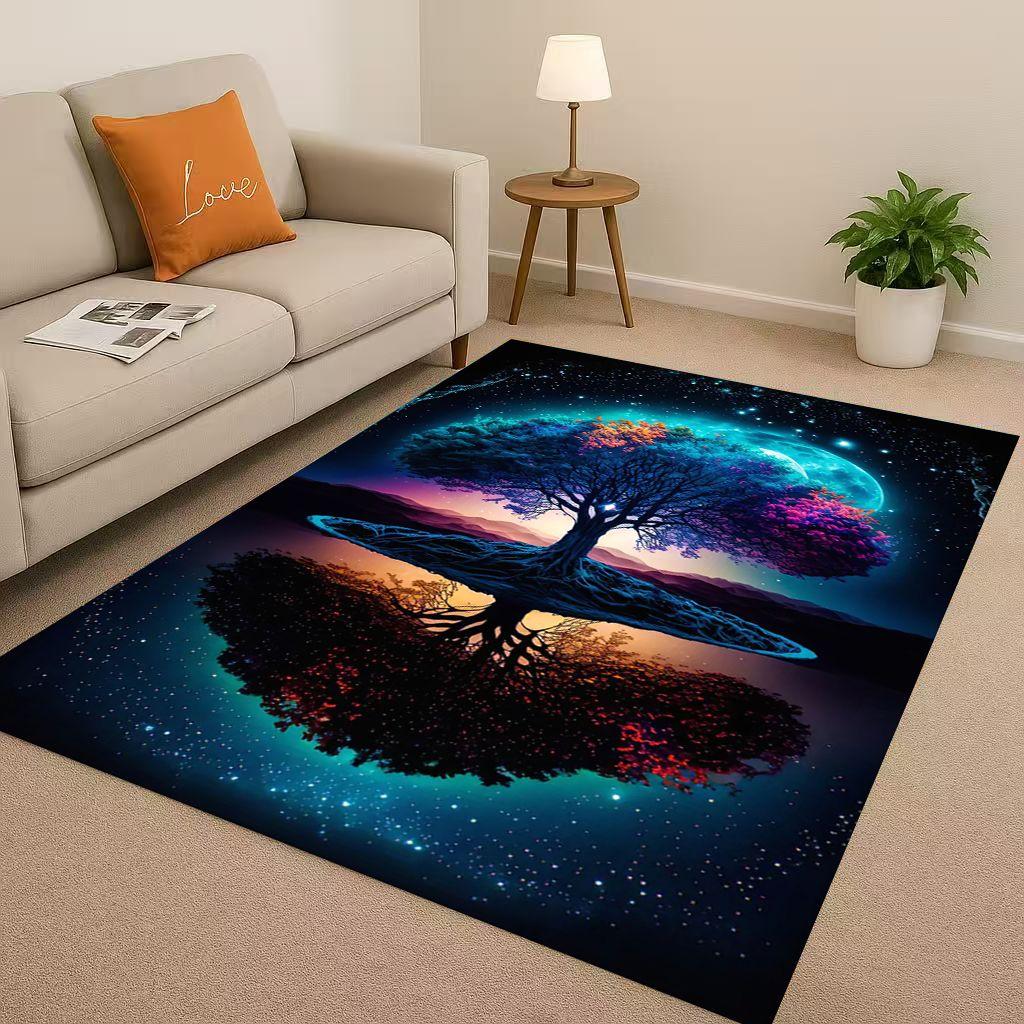 

3D Colorful Tree of Life Yggdrasil Celtic Rune Living Room Non Slip Area Rug Carpet for Bedroom Playroom Sofa,Home Decor Doormat 40cm x 60cm