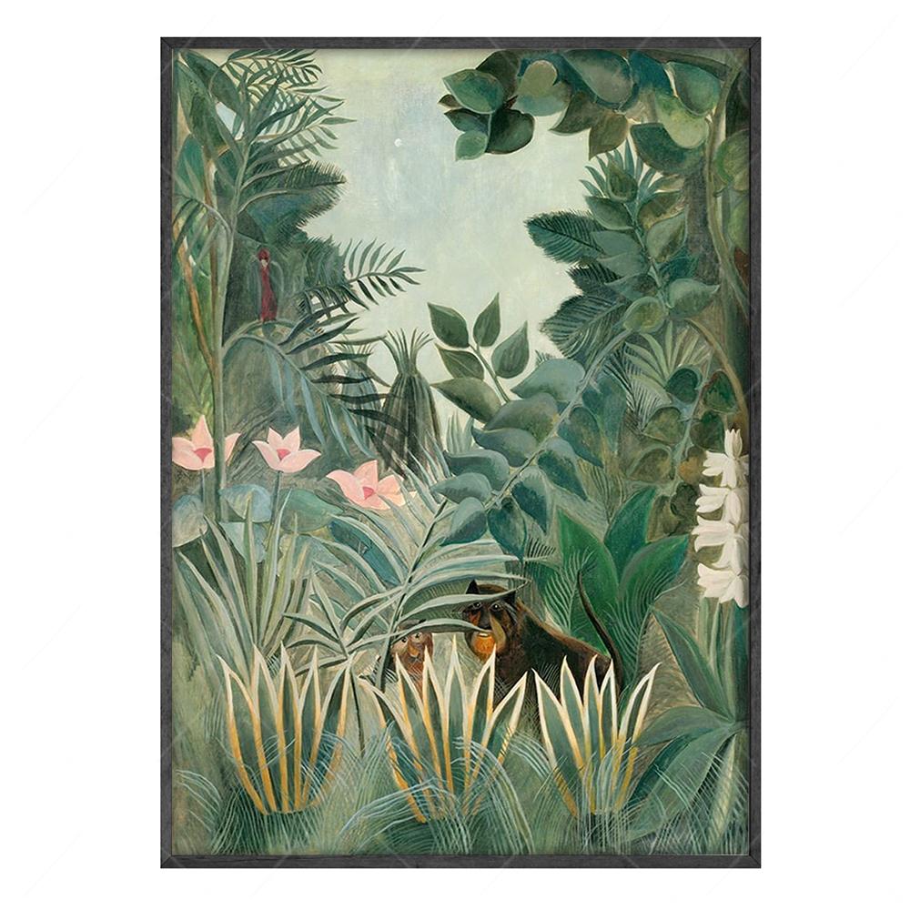 

Сафари в джунглях Анри Руссо Плакат Экваториальные джунгли 1909 Выставка Картина на холсте Настенные картины для декора гостиной 21x30cm No Framed