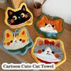 Cartoon Kawaii Kitten Hand Towel Super Absorbent Washing Hand Cloth Kitchen Bathroom Wall Hanging Towels Soft Handkerchief Rag