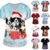 Women's Christmas Print Loose Fit V-Neck Short Sleeve Scrub Top with Pockets for Work