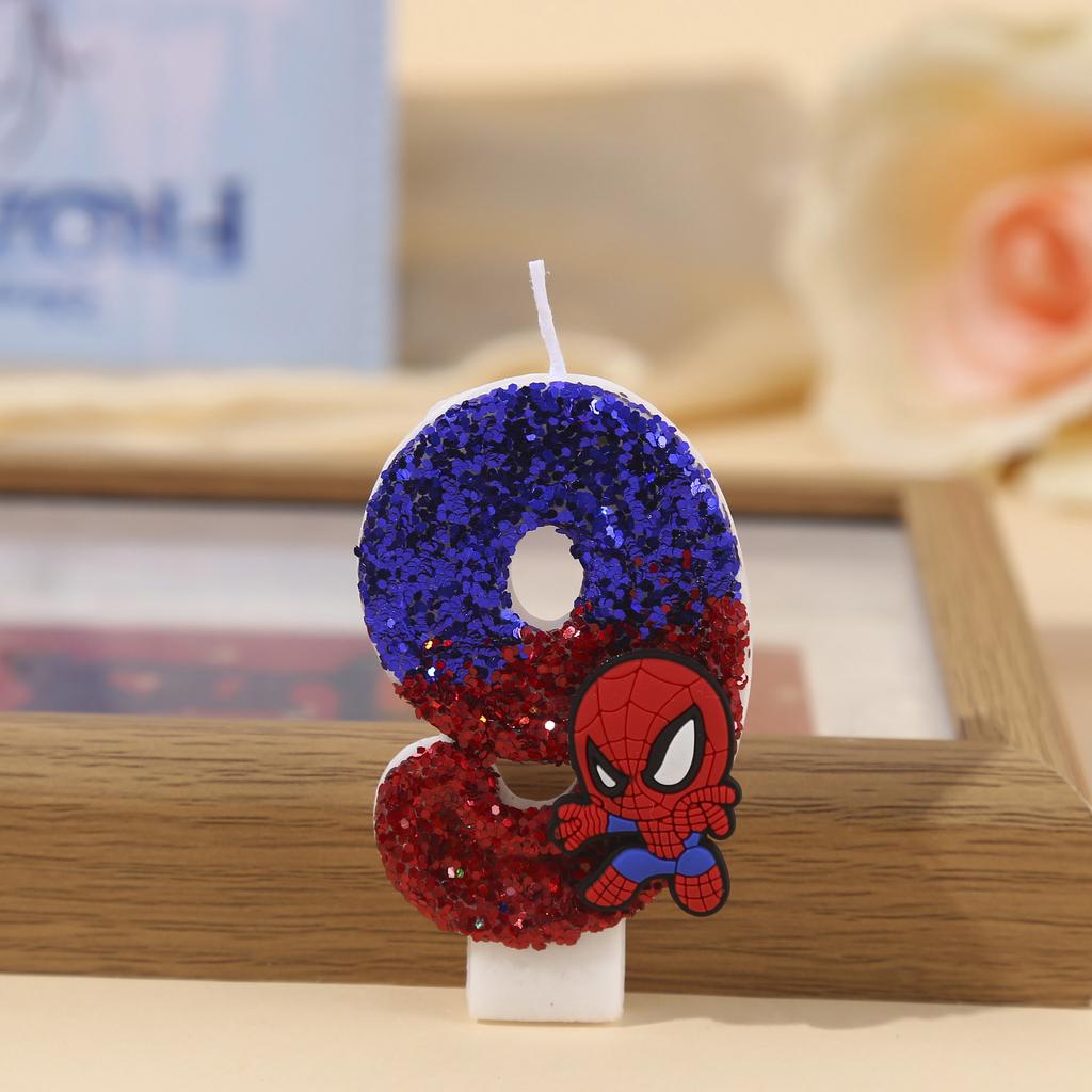 Superhero SpiderMan Enjoyable Figure Candle Adorable Cartoon Print 0-9 Celebration Birth Date Candle Cake Decoration Children Celebration Present
