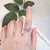 Women Jewelry Set Cute Rabbit Earrings Pink Diamond Pendant Open Ring Set Fashion Elegant Gift